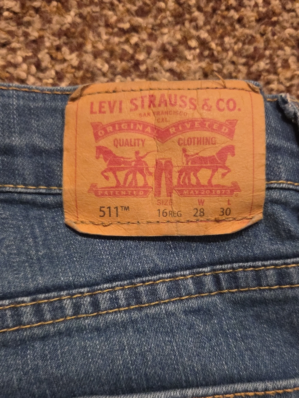 Levi's Men's 511 Slim Jeans in Denim Blue with Leather Patch